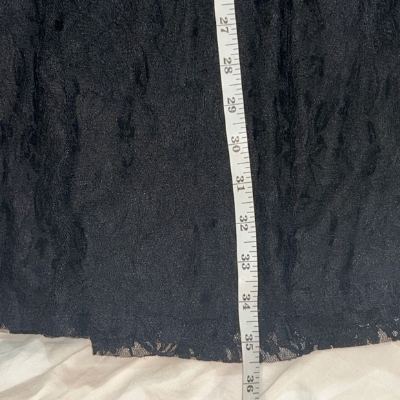 Womens Black Lace Midi Dress Romantic Goth Dark Cottagecore Flutter Sleeve XS - Picture 9 of 12